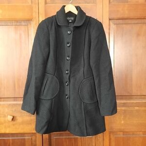 Braetan wool blend black woven knit peacoat size large